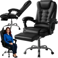 MALATEC Uredska stolica, ergonomska, podesiva visina, s naslonom za noge, crna, do 130 kg