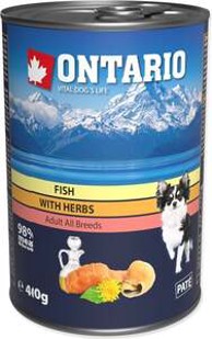 ONTARIO Konzerva Adult Dog 400 g, riba, začini i ulje lososa