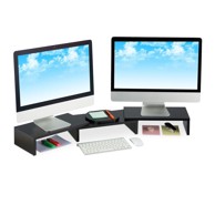 NORTHIX Stalak za 2 monitora, podesivi, MDF i metal, crna