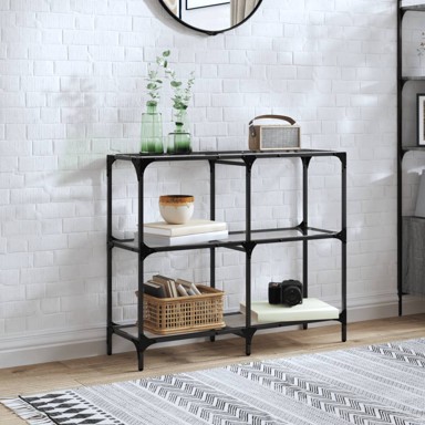 Konzolni stol s prozirnom staklenom površinom 98x30x81 cm čelik