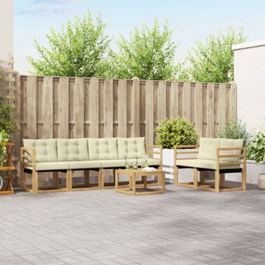 Set vanjskih sofa s jastukom 7 kom, bijela i krem
