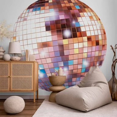 Tapeta Rose gold disco, 230x230 cm, okrugla