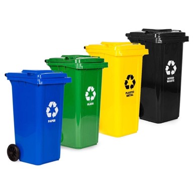 NORTHIX Set od 4 kante za otpad, 120 L, s gumenim kotačima, HDPE, višebojne