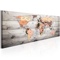 Slika World Maps Wooden Travels 135x45
