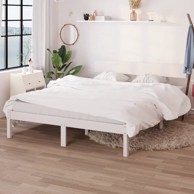 Okvir za krevet od masivne borovine bijeli 160 x 200 cm