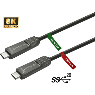 VIVOLINK USB 3.2 Gen 2x2 kabel PROUSBCMM8OP USB-C, 8 m, 60 W, crni