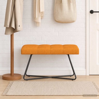 Klupa s gumbastim prošivom 80 x 40 x 46 cm, tamno žuta, tkanina