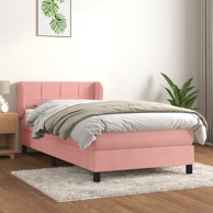 Box spring krevet s madracem ružičasti 90x190 cm baršunasti