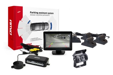 AMIO Parking senzori, 4 kom, crni, za kAMIOne, TFT01 4,3'' zaslon, buzzer, HD-501-IR kamera za rikverc
