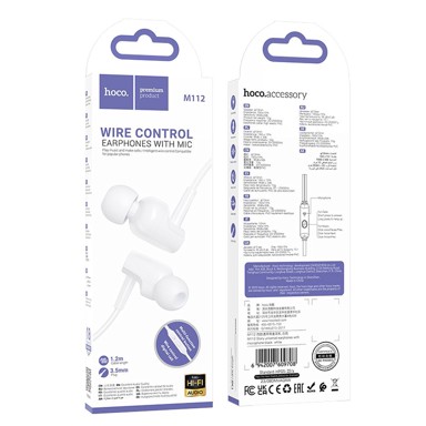 HOCO Slušalice M112, žičane, 3.5 mm, In-Ear, bijele
