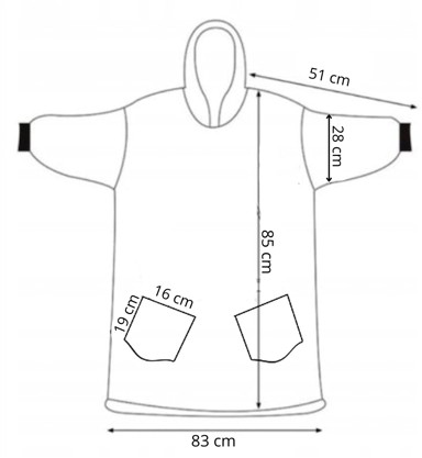 Deka s kapuljačom, oversized, tamno siva