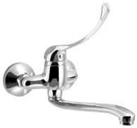AQUALINE Zidna slavina 35, 100 mm, medicinska ručka, rotirajući izljev 220 mm, krom