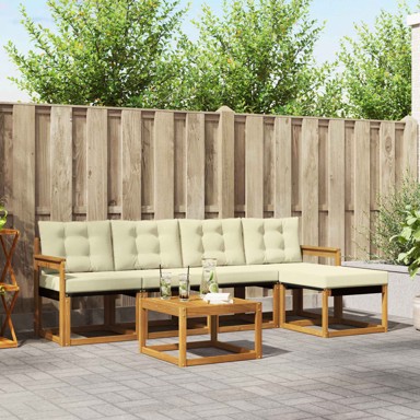 Set vanjskih sofa s jastukom 6 kom, prirodna i krem