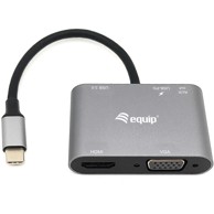 EQUIP Adapter Dock USB-C na HDMI/VGA/USB 3.0/AUX 100W PD 15 cm, crna