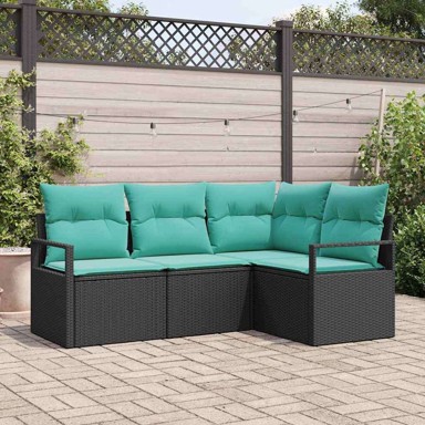 Set sofa 4 kom, poliratan, crna