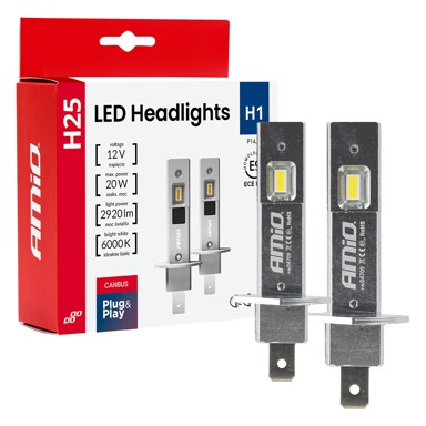 AMIO LED žarulje za prednja svjetla H25 Series, H1, do 10% više svjetla, 6000 K