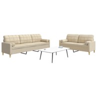 2-dijelni set sofa s ukrasnim jastucima krem od tkanine