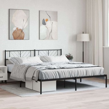 Metalni okvir za krevet s uzglavljem 200x200 cm, crna