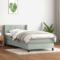 Box Spring krevet s madracem svijetlo sivi 80x220 cm samt