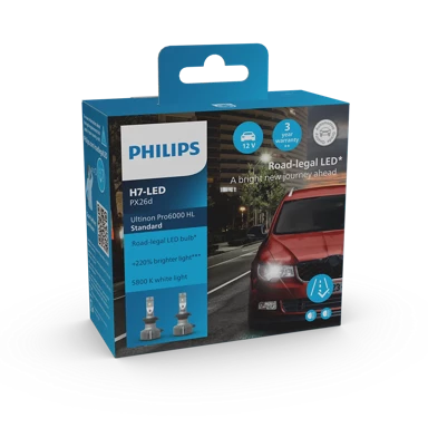 PHILIPS Žarulja Ultinon Pro6000 HL Standard LED H7, 100% legalno, do 220% više svjetla, 5800K