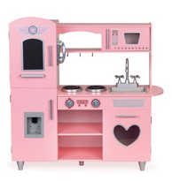 ECOTOYS Drvena kuhinja za djecu, roza