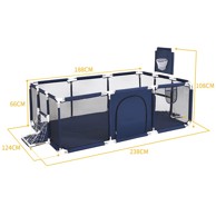 Dječja igraonica, tamno plava, 231x124x104 cm, s golovima, košem i ručkama