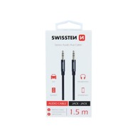 SWISSTEN Audio kabel, stereo, platneni, 3.5MM-3.5MM, 1.5M, crni