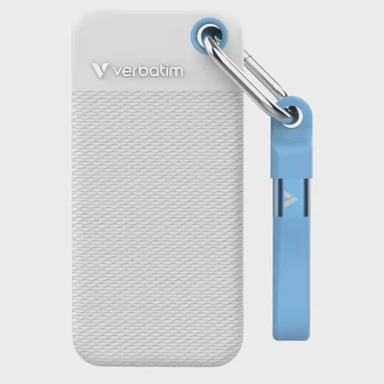 VERBATIM SSD vanjski Pocket SSD, 1TB, USB 3.2 Gen2, White/Light Blue, uključuje dvije gumene zaštite