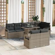 9-dijelni vrtni sofa set s jastucima, poliratan, sivi