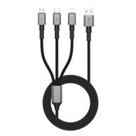 TECH-PROTECT USB kabel Ultraboost DNA - USB-C / Lightning / Micro USB 3A 120cm, sivo