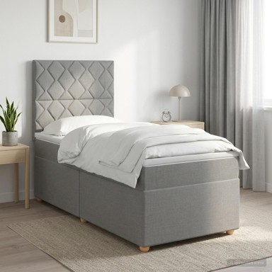 Boxspring krevet s madracem 100 x 200 cm od tkanine, svjetlosivi