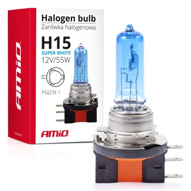 AMIO Super White halogene žarulje, H15, 12V, 5000K, bijela