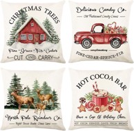 NIKCORP Božićne jastučnice, mekani pliš, perive, dimenzije 40 × 40 cm, bijela boja, 4 kom