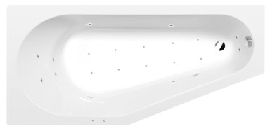 POLYSAN Hidromasažna kada, Tigra l, 150x75 cm, asimetrična, Active Hydro-Air, kromirana, akrilat, bijela