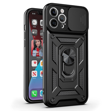 ONASI Silikonska maskica, Samsung Galaxy S25, Armor Ring, zaštita kamere, crna