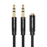 VENTION Audio kabel BBUBY 2x 3.5mm muški na 3.5mm ženski, 0.3m, crni 