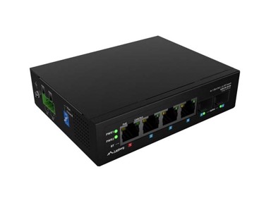 LANBERG Mrežni preklopnik ILGE-4P-2S-90, 4 x Gigabit Ethernet PoE + 2 x SFP, neupravljani, DIN