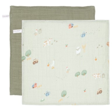 LITTLE DUTCH Krpice za lice, Muslin Little Farm/Olive