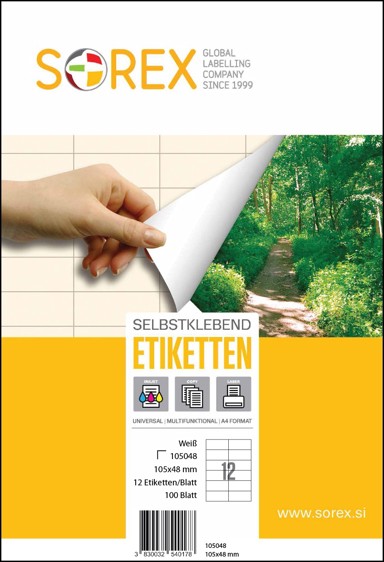 SOREX Etikete, 105 × 48 mm, 100/1