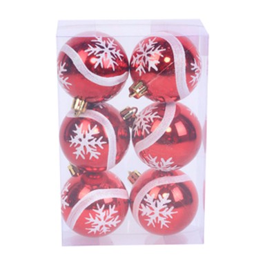 Božićne kuglice, 8 cm, 6 kom, crvena