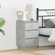 Noćni ormarić s LED rasvjetom, 1 kom, 39x34,5x65 cm, betonska siva, konstruirano drvo