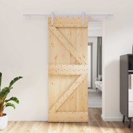 Klizna vrata, 80 x 210 cm, masivna borovina, prirodna i bijela