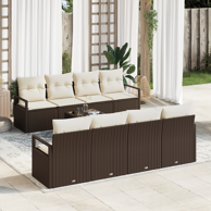 9-dijelni set vrtnih sofa s jastucima, poli-ratan, smeđa