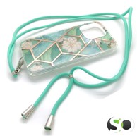 Silikonska maskica sa vezicom za iPhone 14 Pro Marble Flower Zelena