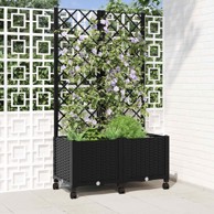 Vrtna saksija s rešetkom i kotačima 80x40x146 cm, crna