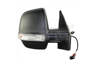 TYC Retrovizor Fiat Doblo 10-15, crni, desni, unutarnje podešavanje, senzor temp., žmigavac, 2 stakla, Opel Combo 12-