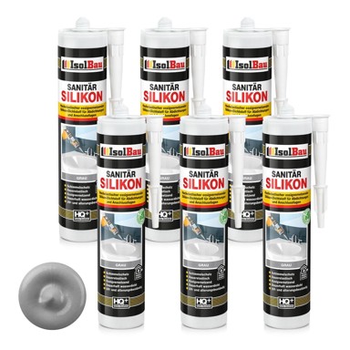 ISOLBAU Sanitarni silikon, 6 x 300 ml, sivi