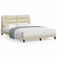 Okvir kreveta s LED svjetlima krem 120 x 200 cm od tkanine