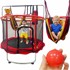 Trampolin za djecu s loptom i mrežom za košarku 150 cm, crveni