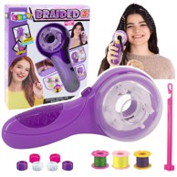 Uređaj za djecu za pletenje pletenica, ljubičasti, sa dodacima